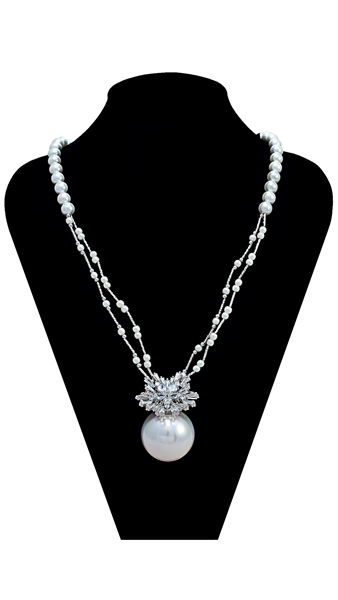 Picture of Believable Cubic Zirconia Platinum Plated Long Chain>20 Inches