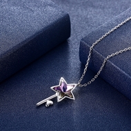 Picture of  925 Sterling Silver Star Pendant Necklaces 3LK053640N