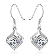 Picture of Geometric Cubic Zirconia Dangle Earrings of Original Design