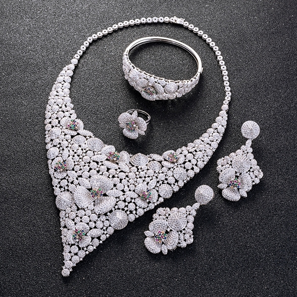 Picture of Flowers & Plants White 4 Piece Jewelry Set of Original Design