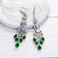 Picture of Great Cubic Zirconia Green Chandelier Earrings