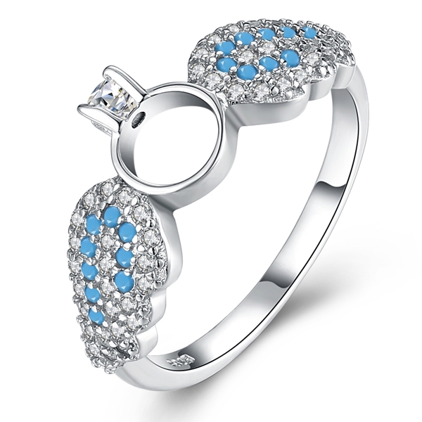 Picture of Delicate Cubic Zirconia Blue Fashion Ring