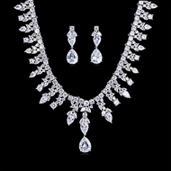 Picture of Wedding Cubic Zirconia Necklace and Earring Set with Speedy Delivery