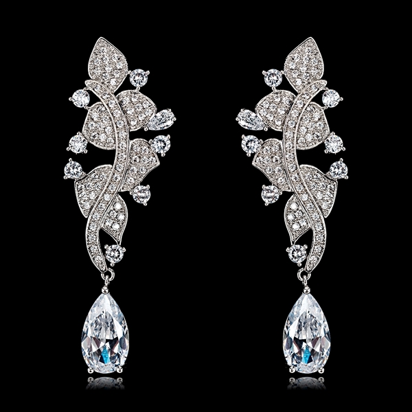 Picture of Stylish Big Cubic Zirconia Dangle Earrings