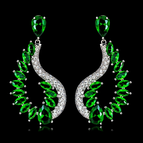 Picture of Latest Big Cubic Zirconia Dangle Earrings