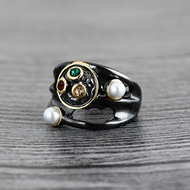 Picture of Attractive White Artificial Pearl Fashion Ring For Your Occasions