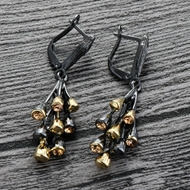 Picture of Brand New Gunmetal Plated Zinc Alloy Dangle Earrings Factory Supply