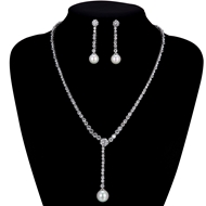 Picture of Bling Casual Platinum Plated Necklace and Earring Set