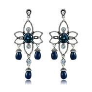 Picture of Beautiful Shaped Dark Blue Artificial Crystal Drop & Dangle