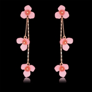 Picture of Staple Flower Pink Dangle Earrings with Low Cost