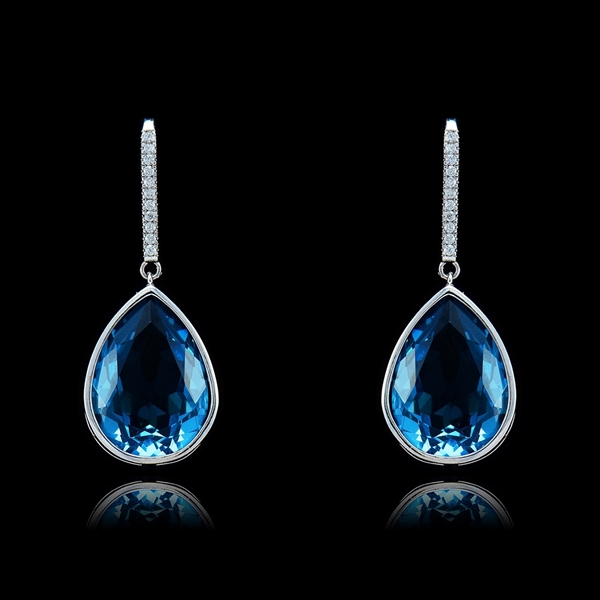 Picture of Original Design Platinum Plated Swarovski Element Drop & Dangle