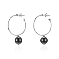 Picture of Black Platinum Plated Hoop Earrings As a Gift