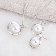 Picture of Filigree Casual Artificial Pearl Necklace and Earring Set