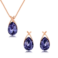 Picture of Buy Rose Gold Plated Purple Necklace and Earring Set with Low Cost