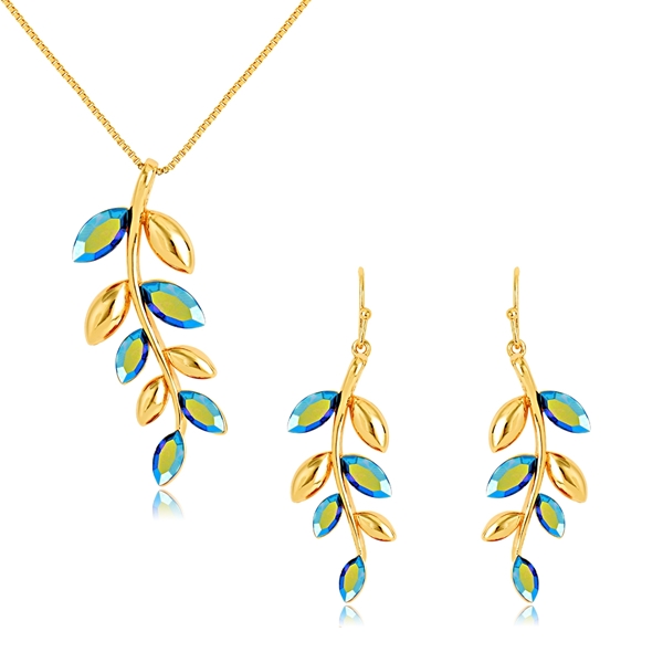 Picture of Charming Green Gold Plated Necklace and Earring Set at Great Low Price