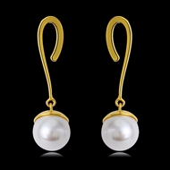 Picture of Unique Artificial Pearl Gold Plated Dangle Earrings