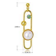 Picture of Good Artificial Pearl Gold Plated Dangle Earrings