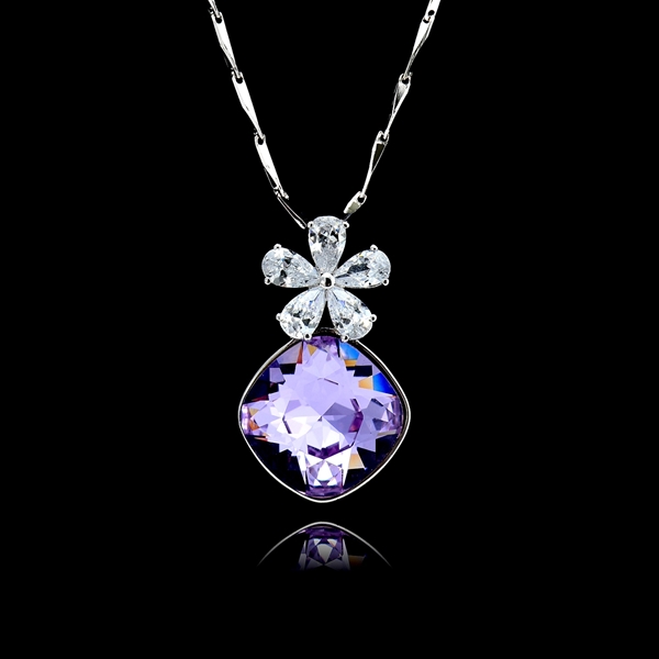 Picture of Eye-Catching Purple 925 Sterling Silver Pendant Necklace with Member Discount