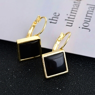 Picture of Fast Selling Black Enamel Hoop Earrings with No-Risk Return