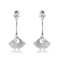 Picture of Delicate Platinum Plated Dangle Earrings with Speedy Delivery