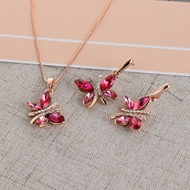 Picture of Rose Gold Plated Pink Necklace and Earring Set for Her