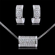 Picture of Fashion Cubic Zirconia Platinum Plated Necklace and Earring Set