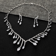 Show details for Luxury Platinum Plated Necklace and Earring Set for Female Show details for Luxury Platinum Plated Necklace and Earring Set for Female