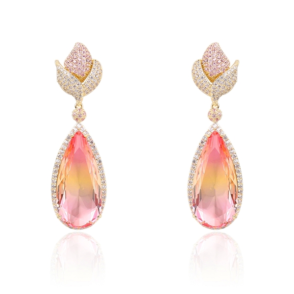 Picture of Irresistible Pink Gold Plated Dangle Earrings For Your Occasions