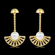 Picture of Nickel Free Gold Plated White Dangle Earrings with Easy Return