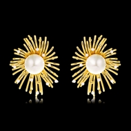 Picture of Inexpensive Gold Plated Copper or Brass Big Stud Earrings from Reliable Manufacturer