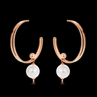 Picture of Buy Gold Plated Artificial Pearl Big Hoop Earrings with Price