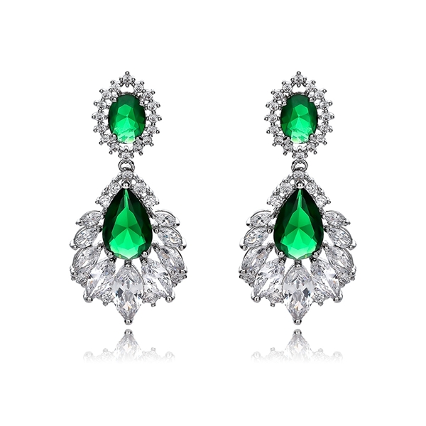 Picture of Pretty Cubic Zirconia Green Dangle Earrings