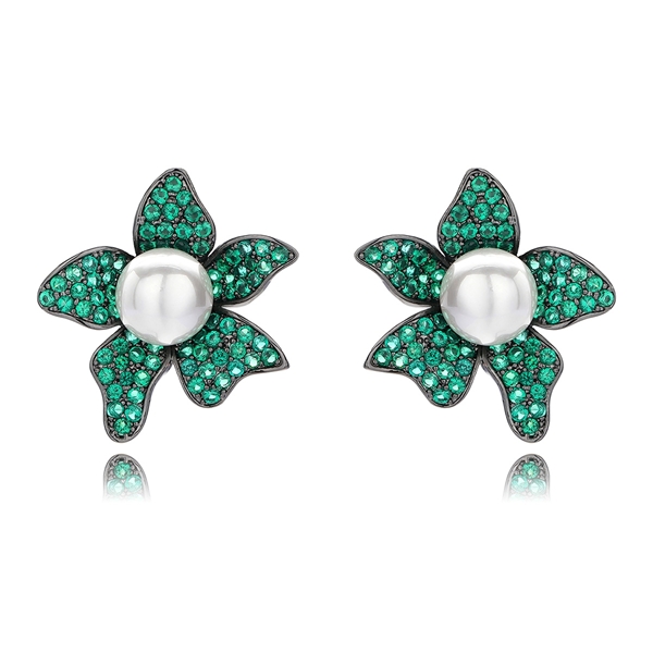 Picture of Inexpensive Gunmetal Plated Green Stud Earrings from Reliable Manufacturer