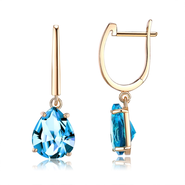 Picture of Nickel Free Gold Plated Cubic Zirconia Dangle Earrings with No-Risk Refund