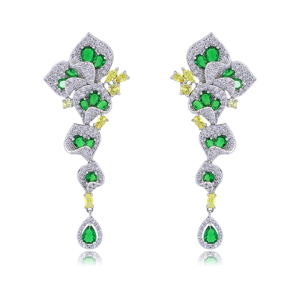 Picture of Unique Cubic Zirconia Green Dangle Earrings