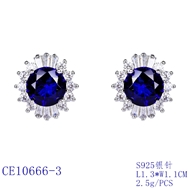 Picture of Attractive Blue Platinum Plated Stud Earrings For Your Occasions