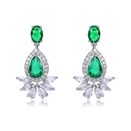 Picture of Fashion Cubic Zirconia Platinum Plated Dangle Earrings