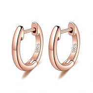 Picture of 925 Sterling Silver Rose Gold Plated Huggie Earrings with Worldwide Shipping