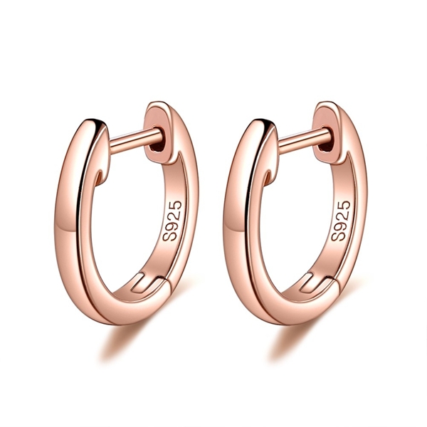 Picture of 925 Sterling Silver Rose Gold Plated Huggie Earrings with Worldwide Shipping