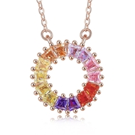 Picture of Hypoallergenic Rose Gold Plated Colorful Pendant Necklace