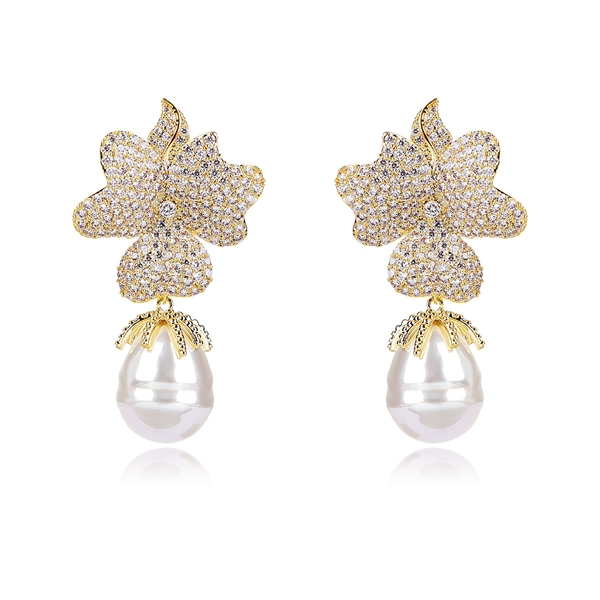 Picture of Delicate Cubic Zirconia Gold Plated Dangle Earrings