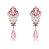 Picture of Distinctive Pink Cubic Zirconia Dangle Earrings with Low MOQ