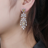 Picture of Good Cubic Zirconia Platinum Plated Dangle Earrings