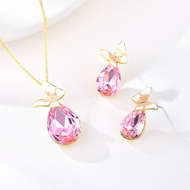 Picture of Pretty Artificial Crystal Rose Gold Plated Necklace and Earring Set