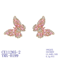 Picture of Inexpensive Copper or Brass Platinum Plated Stud Earrings from Reliable Manufacturer