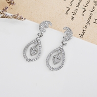 Picture of Hot Selling White Platinum Plated Dangle Earrings with No-Risk Refund