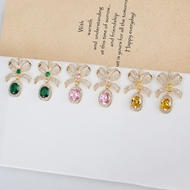 Picture of Recommended Pink Cubic Zirconia Dangle Earrings from Top Designer