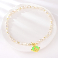 Picture of Featured Yellow Artificial Pearl Short Chain Necklace with Full Guarantee