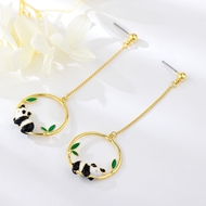 Show details for Famous Enamel Gold Plated Dangle Earrings