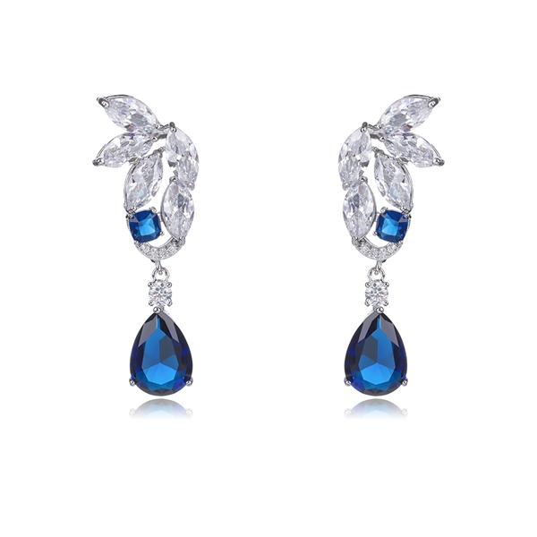 Picture of Pretty Cubic Zirconia Platinum Plated Dangle Earrings